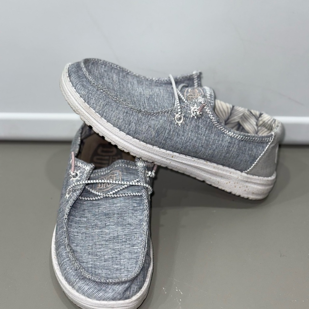 Hey Dude Gray and White Slip-On Loafers